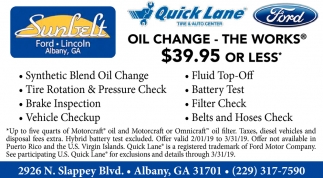 Sunbelt Ford Albany Ga >> Oil Change 39 95 Or Less Sunbelt Ford Lincoln Of Albany Sunbelt Ford Albany Ga >> Oil Change 39 95 Or Less Sunbelt Ford Lincoln Of Albany