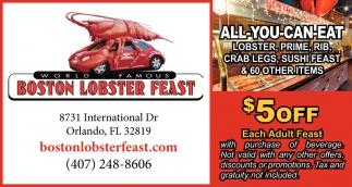 All You Can Eat, Boston Lobster Feast, Orlando, FL