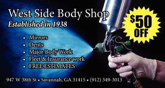 Established in 1938, West Side Body Shop, Savannah, GA